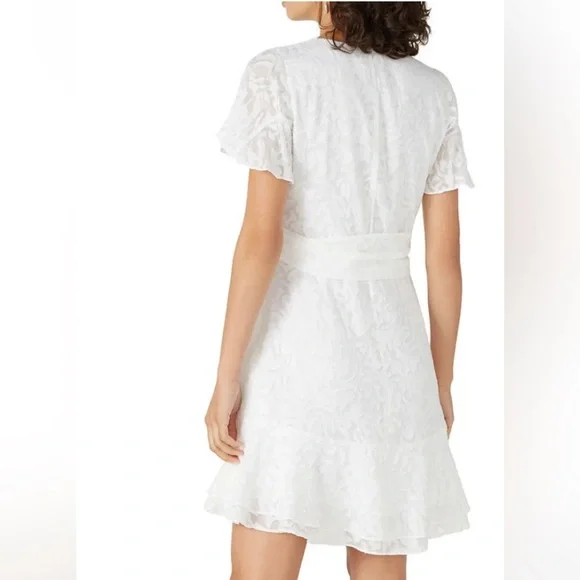 Tanya Taylor White floral Bianca Dress with Tie - Picture 2 of 3